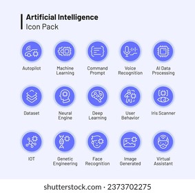 Icon Pack zur Beschreibung künstlicher Intelligenz und ihrer Anwendungen