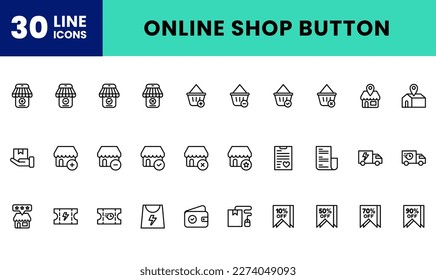 Icon Pack E-commerce, Online Store, Ui basic essential, Button. editable file and color.