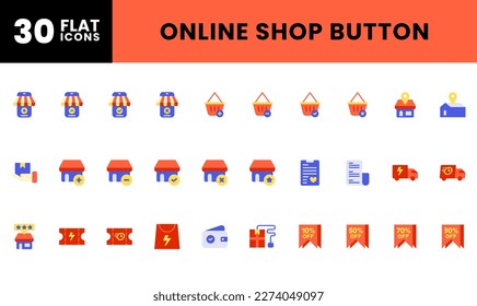 Icon Pack E-commerce, Online Store, Ui basic essential, Button. editable file and color.