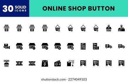 Icon Pack E-commerce, Online Store, Ui basic essential, Button. editable file and color.