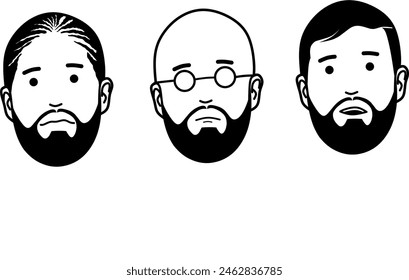 Icon pack face portrait line art, simple line art,avatar