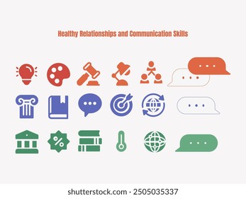 icon pack healthy relationship and communication skill. vector icon