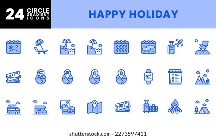 Icon Pack Holiday, Vacation, Travel. editable file and color.