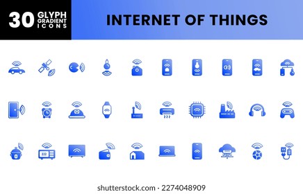 Paquete de iconos Internet de la tecnología de cosas, IoT, Wireless, Telecommunication, Gadget. archivo y color modificables.