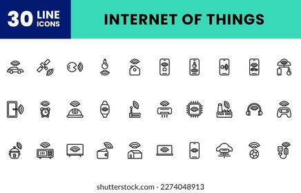 Paquete de iconos Internet de la tecnología de cosas, IoT, Wireless, Telecommunication, Gadget. archivo y color modificables.