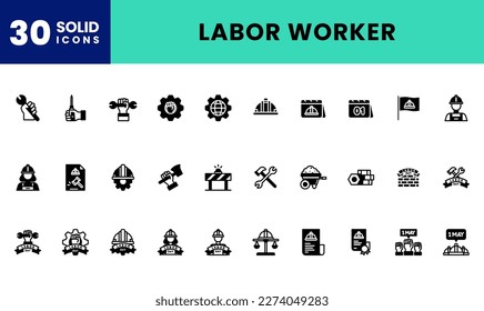 Icon Pack Labor Day, Worker, Legal. editable file and color.