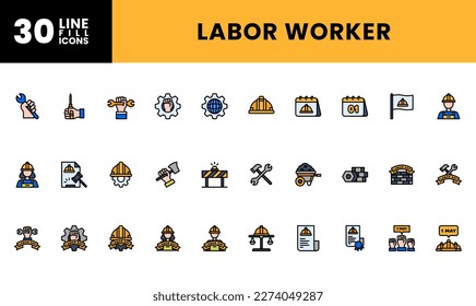 Icon Pack Labor Day, Worker, Legal. editable file and color.