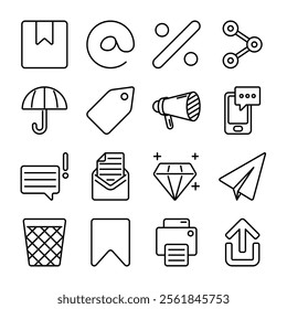 Icon pack line style of office jobs