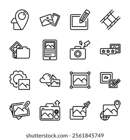 Icon pack line style of photo and editing tools