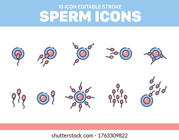 Paquete de iconos esperma. conjunto de imágenes huevo y esperma