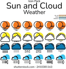 Icon Pack Sun and Cloud Weather Editable Eps Two Tone