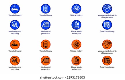 Icon pack for vehicle tracking and monitoring service companies