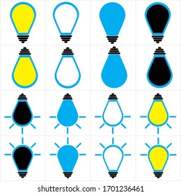 Icon package, 16 icon sets lamp with illustration light