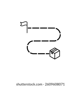 Icon of a package delivery route, symbolizing efficient logistics and timely service.