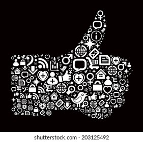 Icon package in the form of hand. Vector illustartion on white background