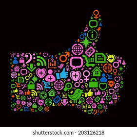 Icon package in the form of hand. Vector illustartion on white background