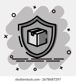 Icono de protección del paquete. Exportar Elementos de importación. Icono en estilo cómico.