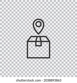 Icon package shipping map isolated on transparent background. Location icon graphic design single icon. Vector.