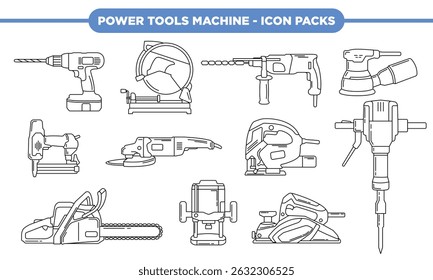 Icon packs herramientas eléctricas máquina Vector - Icon set herramientas eléctricas Vector