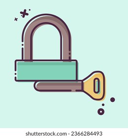 Icon Padlock related to Bicycle symbol. MBE style. simple design editable. simple illustration