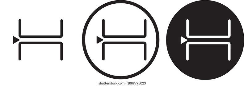 icon page break black outline logo for web site design 
and mobile dark mode apps 
Vector illustration on a white background