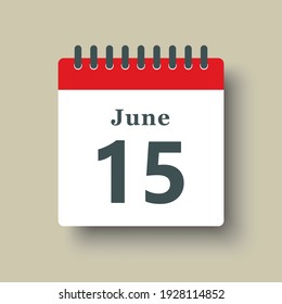 Icon Page Calendar Day 15 June Stock Vector (Royalty Free) 1928114852