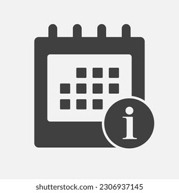 Icon page calendar - popup message with mark information. Info, security, data, idea, service. Reminder, schedule line simple sign. Concept can be used for presentation, layout, banner, graph