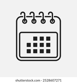 Icon page calendar schedule. Agenda app, business deadline, date page icon. Reminder, schedule line simple sign. Organizer concept.