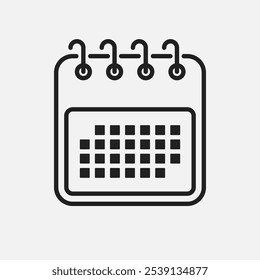 Icon page calendar schedule. Agenda app, business deadline, date page icon. Reminder, schedule line simple sign. Organizer concept.