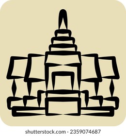 Icon Pagoda. related to Cambodia symbol. hand drawn style. simple design editable. simple illustration