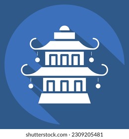 Icon Pagoda. related to Chinese New Year symbol. long shadow style. simple design editable
