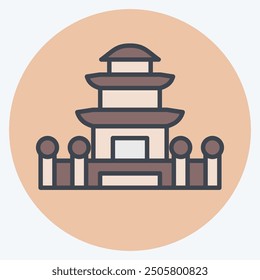 Icon Pagoda. related to Korea symbol. color mate style. simple illustration