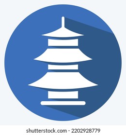 Icon Pagoda. suitable for education symbol. long shadow style. simple design editable. design template vector. simple illustration