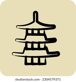 Icon Pagoda. suitable for Japanese symbol. hand drawn style. simple design editable. design template