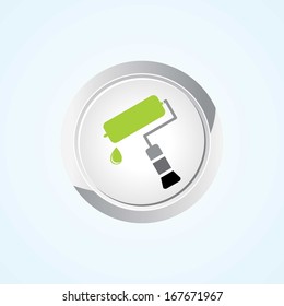 Icon of Paint Roller on Button. Eps-10.