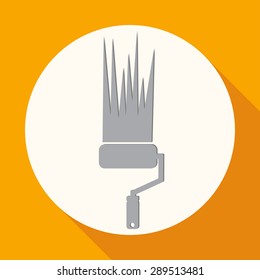 Icon Paint roller on white circle with a long shadow
