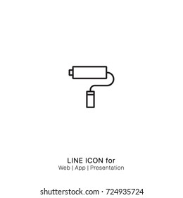 Icon Paint roller silhouette graphic design single icon vector