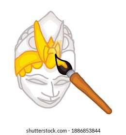 Icon Painting Wooden Mask Vector Infographic Bobung