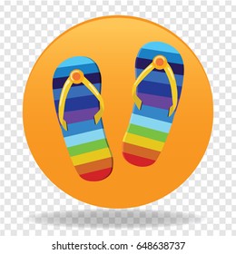 the icon is a pair of beach Slippers,shadow, circle