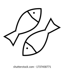 Icon of a pair of fishes with eyes in black outline, at an angle of 45 degrees, on a white background.