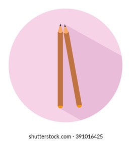 Icon of a pair of pencils in flat style. Vector illustration. School concept.