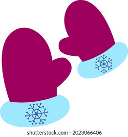 An icon of a pair of warm mittens in a cartoon style, isolated on a white background of a vector illustration. Christmas holidays.