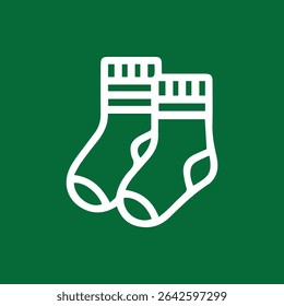 An icon of a pair of warm socks ideal for use in winter or cold weather related designs and for creating a simple logo or branding.