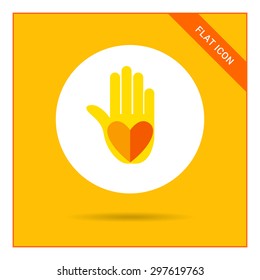 Icon of palm with heart print