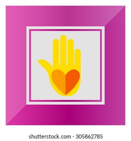 Icon of palm with heart print