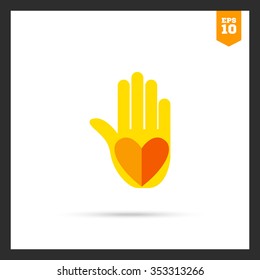Icon of palm with heart print
