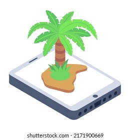 An icon of palm tree isometric vector 

