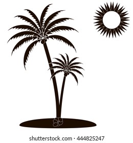 Icon palm tree on a white background. Vector illustration.