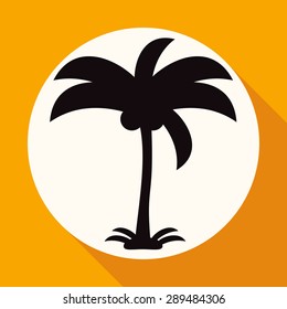 Icon Palm trees on white circle with a long shadow