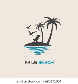 icon with palm trees silhouette on island